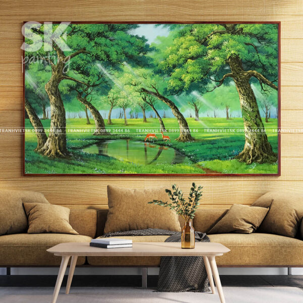 tranh phong canh rung xanh