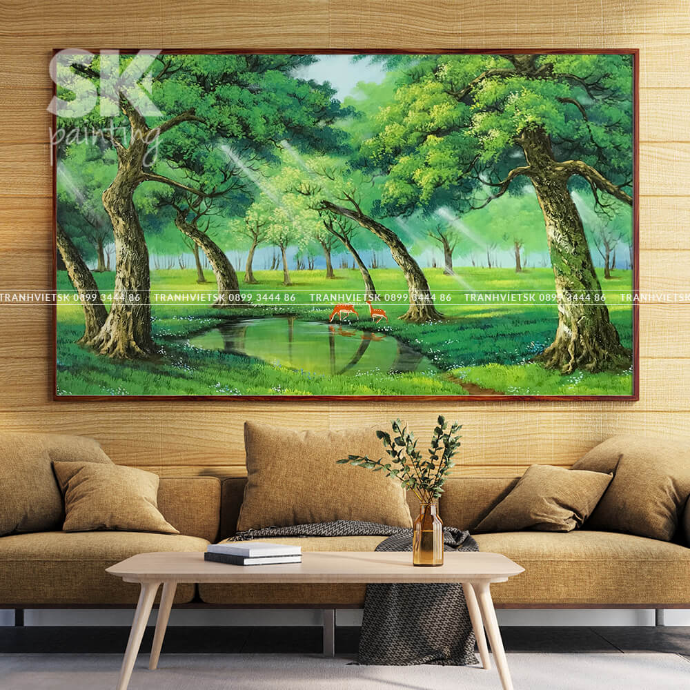 tranh phong canh rung xanh