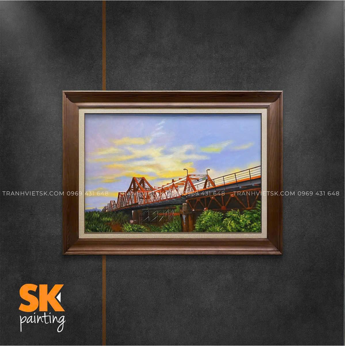 Cầu Long Biên - lòng tranh 60x90cm