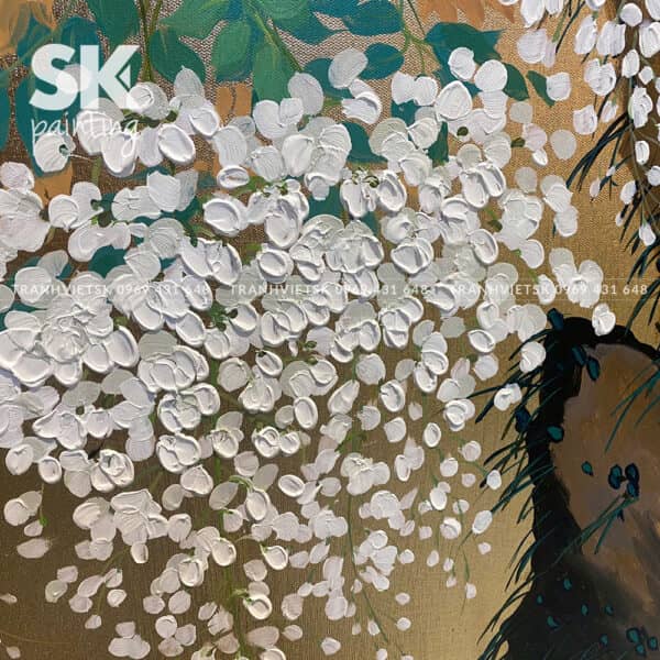 Kim Xuân An Tuế dát vàng lá Ý 24k - lòng tranh 70x120cm - Ảnh 4