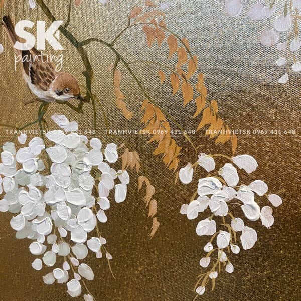 Kim Xuân An Tuế dát vàng lá Ý 24k - lòng tranh 70x120cm - Ảnh 3
