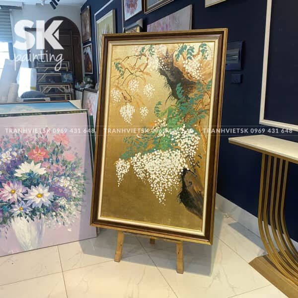 Kim Xuân An Tuế dát vàng lá Ý 24k - lòng tranh 70x120cm - Ảnh 2