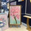 Sắc đào xuân an - tranh chát bay nghệ thuật - lòng tranh 70x120cm
