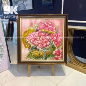 Khóm sen hồng - lòng tranh 70x70cm