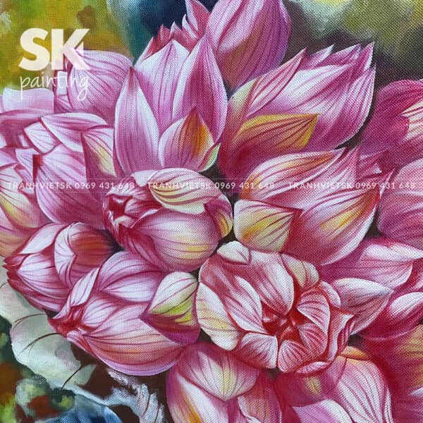 Khóm sen hồng - lòng tranh 70x70cm - Ảnh 3