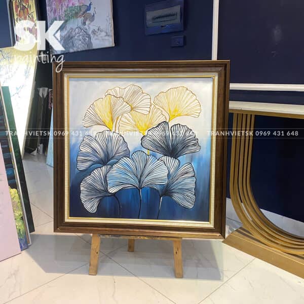Lá lộc kim an - lòng tranh 70x70cm - Ảnh 4