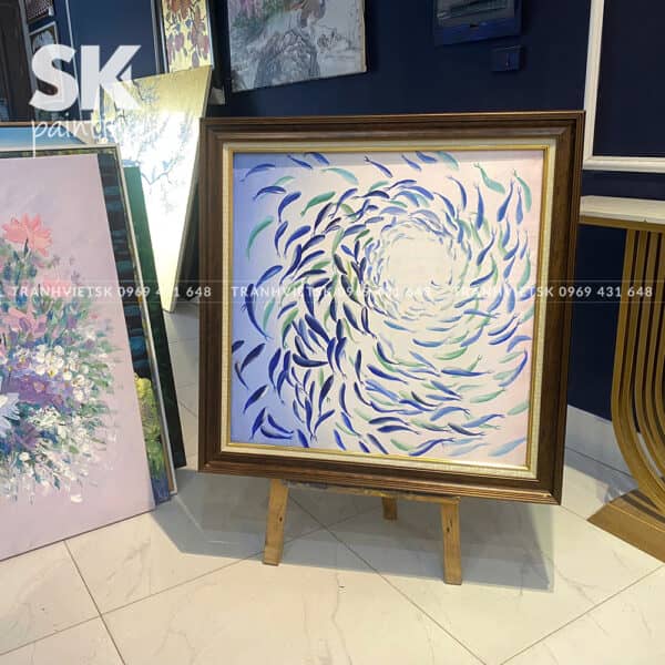 Tiểu ngư quần hội - lòng tranh 70x70cm - Ảnh 4