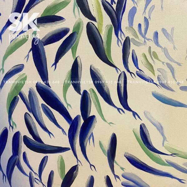 Tiểu ngư quần hội - lòng tranh 70x70cm - Ảnh 2