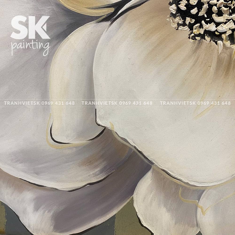 Bạch trà khoe sắc - tranh dát vàng lá Ý 24k - lòng tranh 70x70cm - Ảnh 3