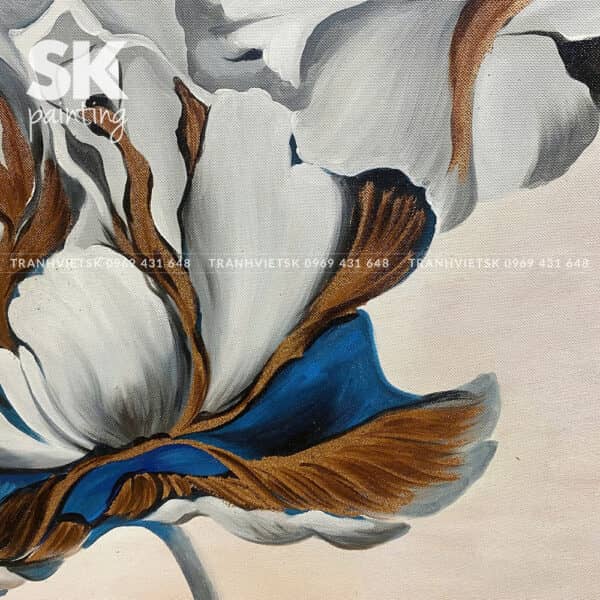 Phù dung khoe sắc - tranh dát vàng lá Ý 24k - lòng tranh 70x70cm - Ảnh 2