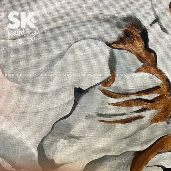 Phù dung khoe sắc - tranh dát vàng lá Ý 24k - lòng tranh 70x70cm - Ảnh 4