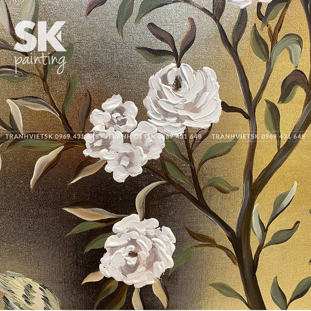 Gọi xuân - tranh dát vàng lá Ý 24k - lòng tranh 60x90cm - Ảnh 4