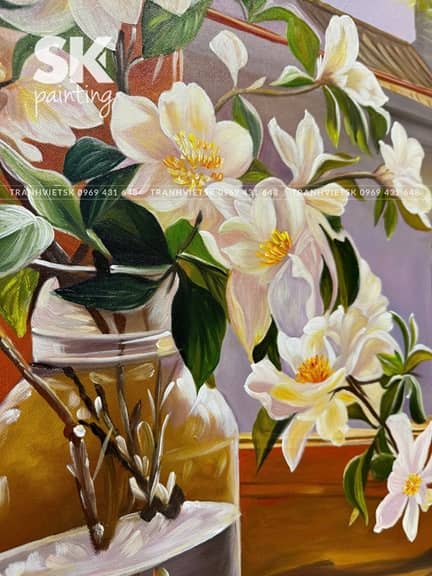 Hoa Bên Cửa Sổ - lòng tranh 60x80cm - Ảnh 4