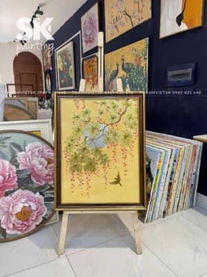 Lộc Vừng Nghênh Trăng - lòng tranh 60x80cm