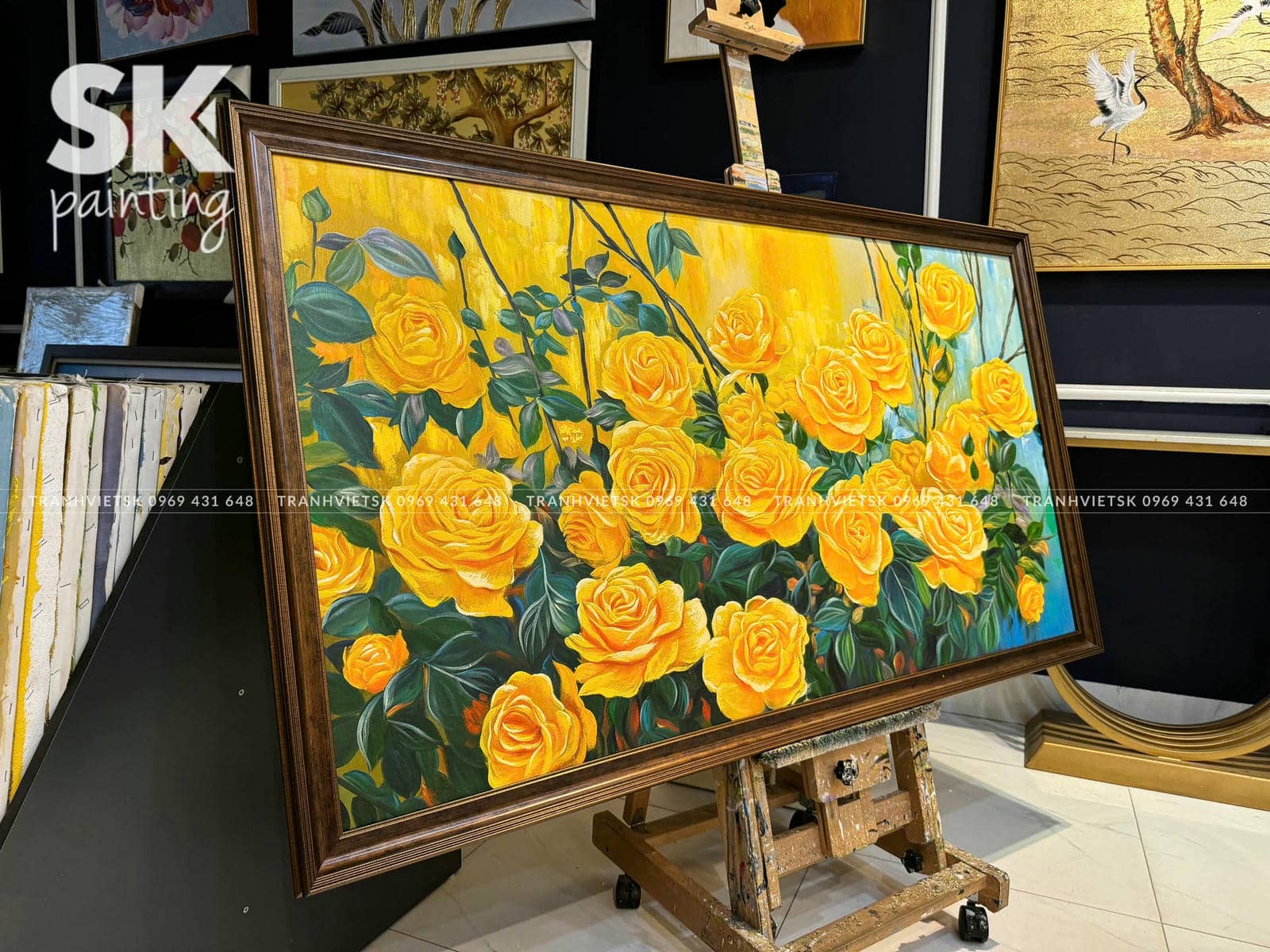 Khóm Hồng Vàng - lòng tranh 80x150cm - Ảnh 3