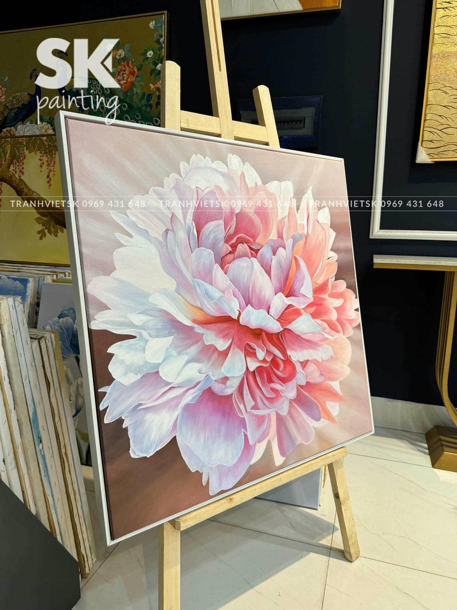 Phù Dung Khoe Sắc - lòng tranh 80x80cm - Ảnh 3