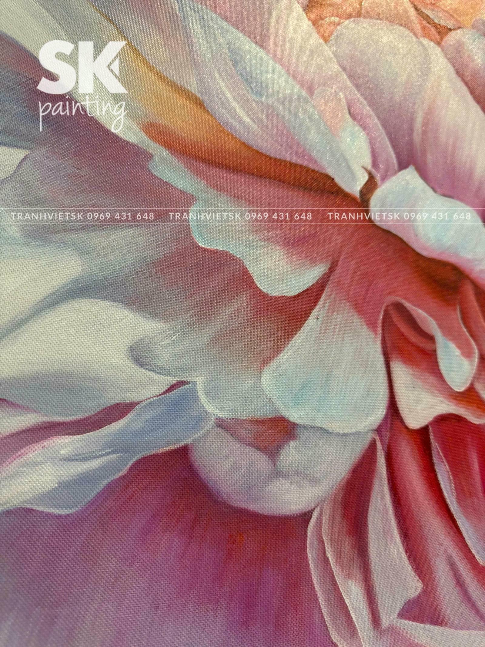 Phù Dung Khoe Sắc - lòng tranh 80x80cm - Ảnh 4