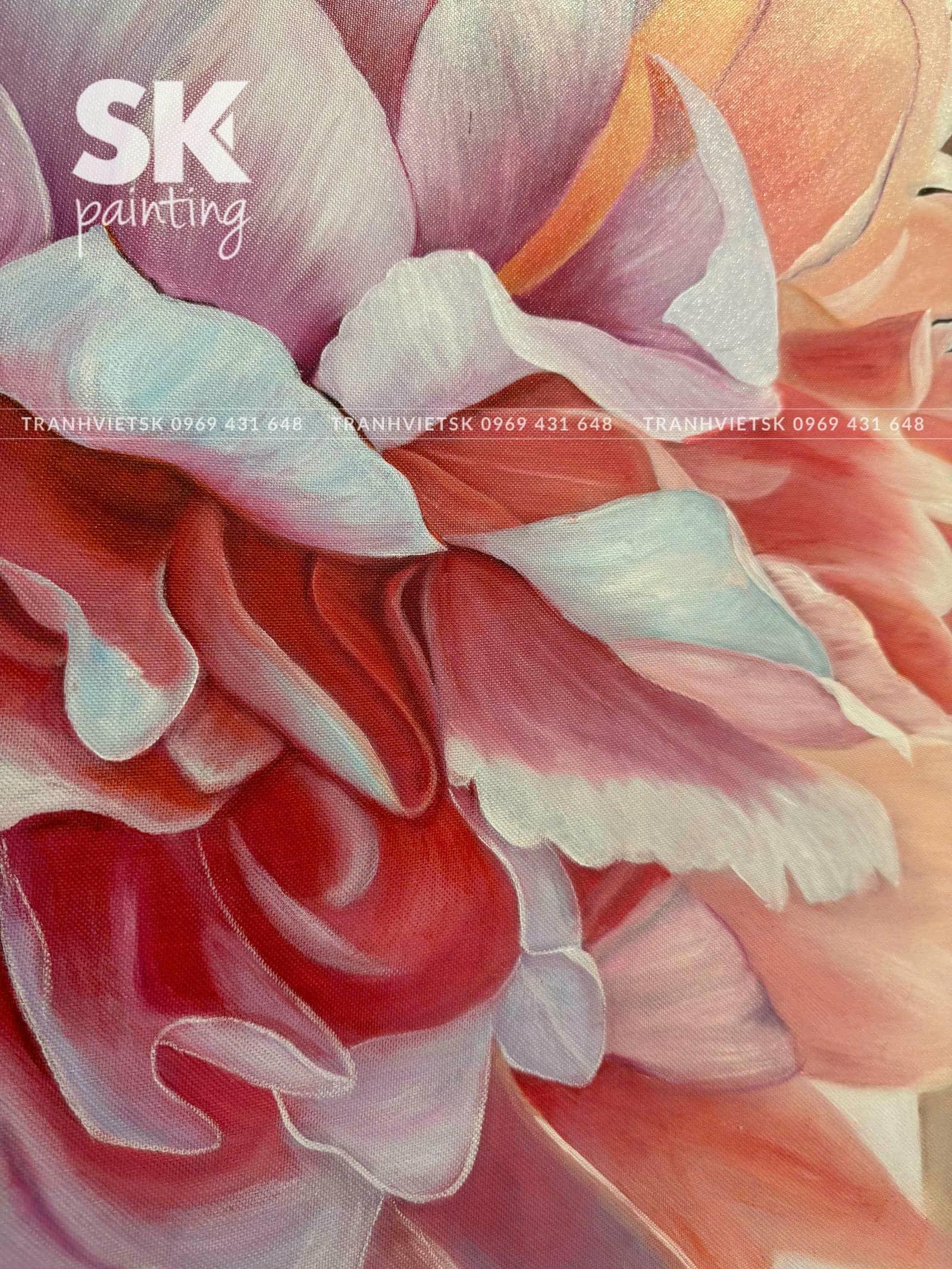 Phù Dung Khoe Sắc - lòng tranh 80x80cm - Ảnh 5