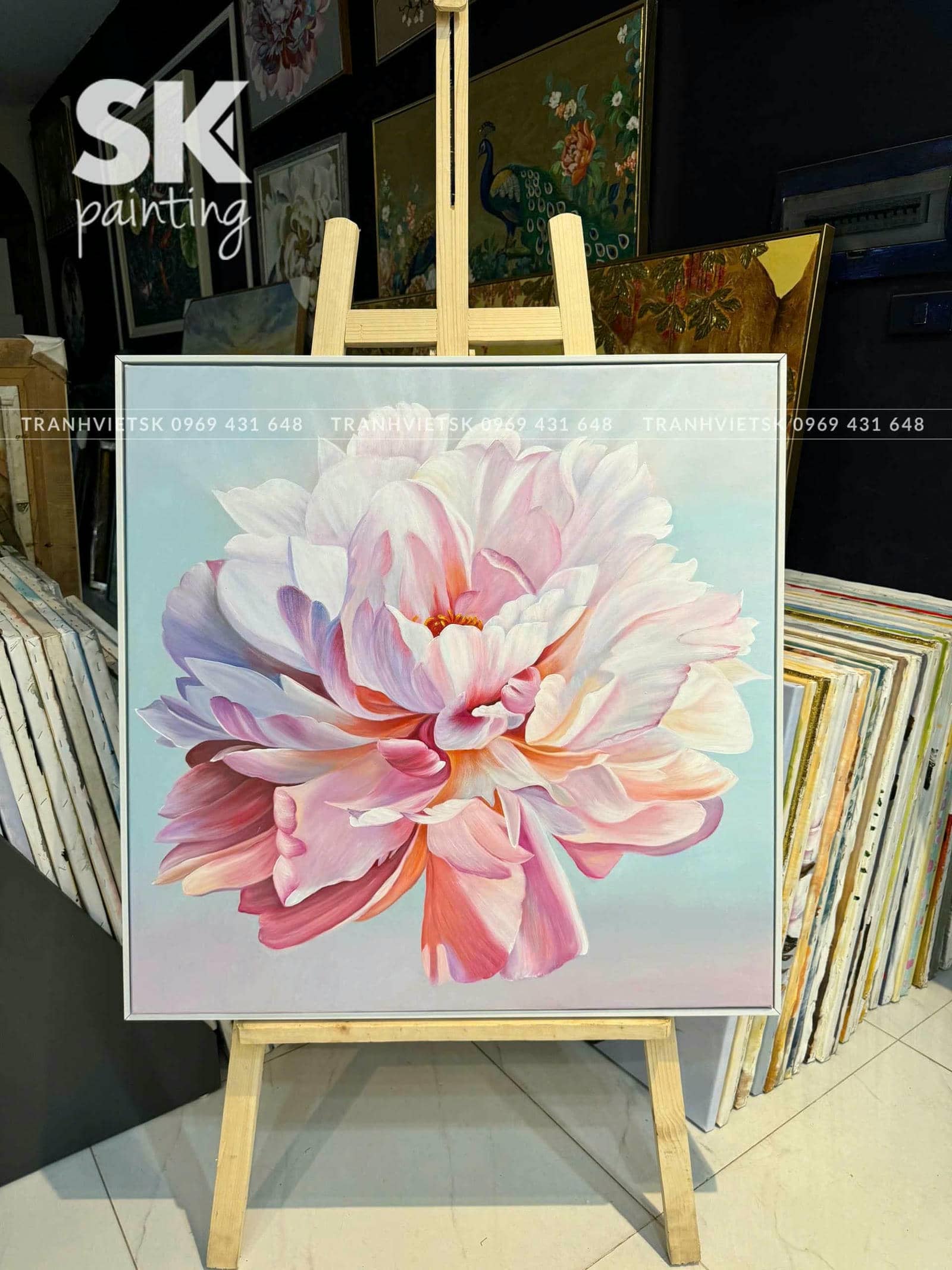 Phù Dung Khoe Sắc 2 – lòng tranh 80x80cm