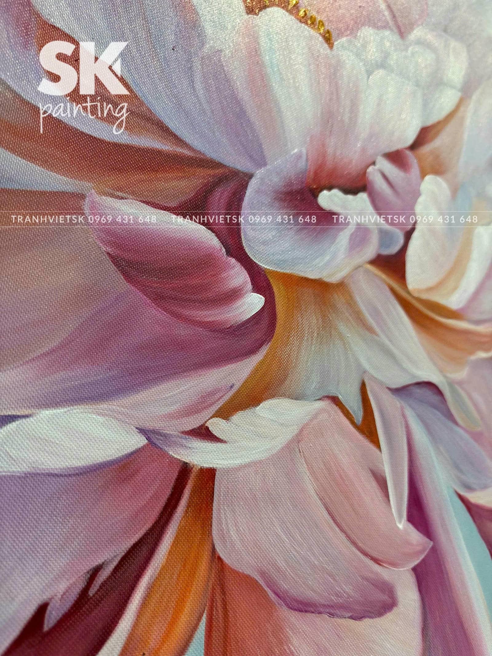 Phù Dung Khoe Sắc 2 – lòng tranh 80x80cm - Ảnh 4