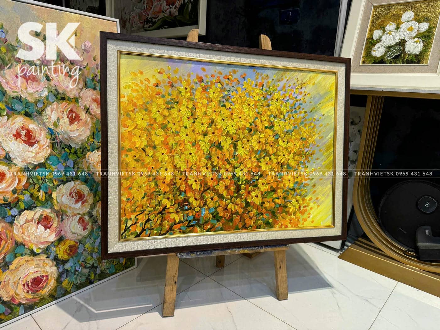 Hoa Cúc Vàng– lòng tranh 60x80cm - Ảnh 3