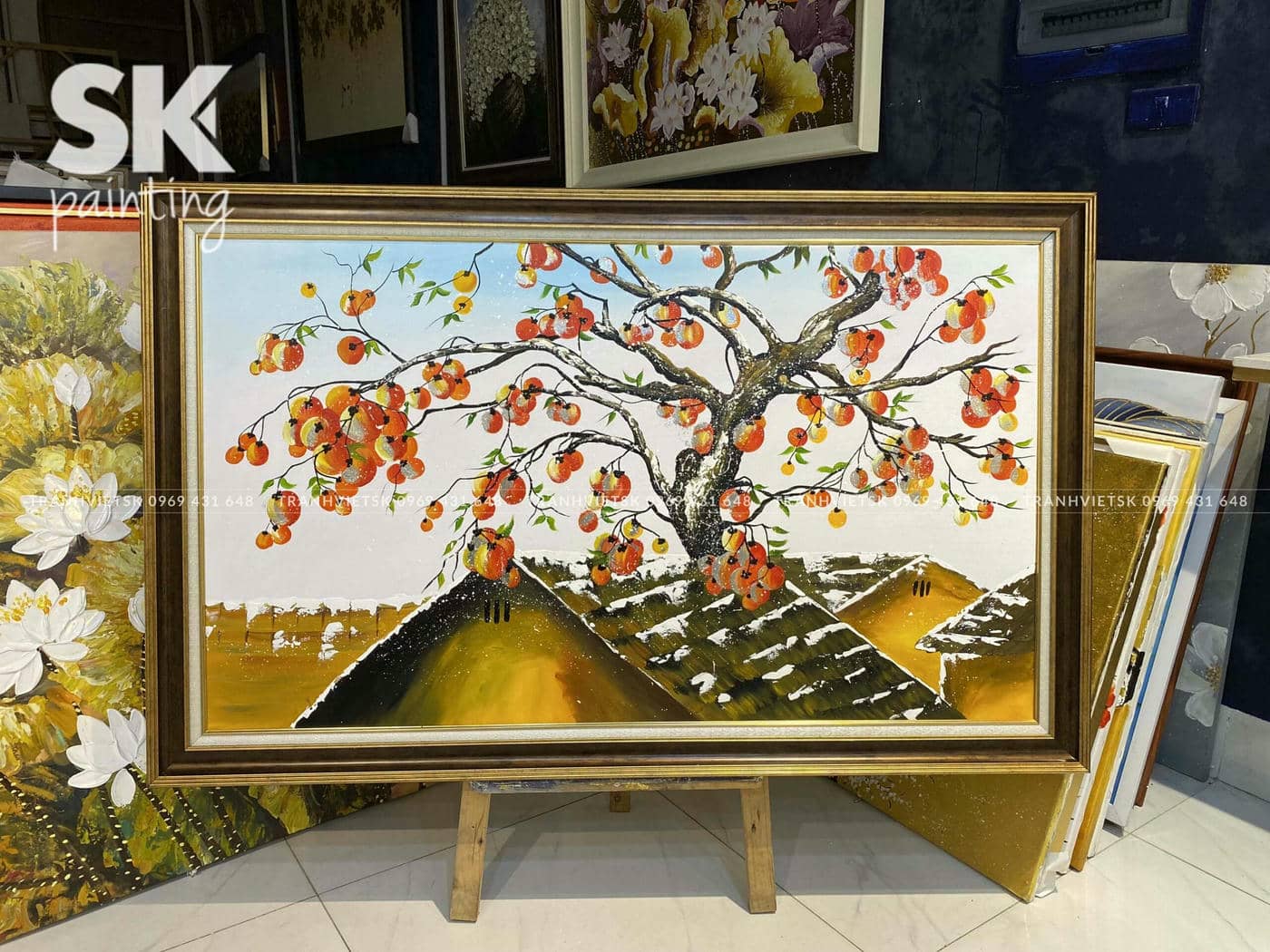 Hồng Trong Tuyết – lòng tranh 70x120cm