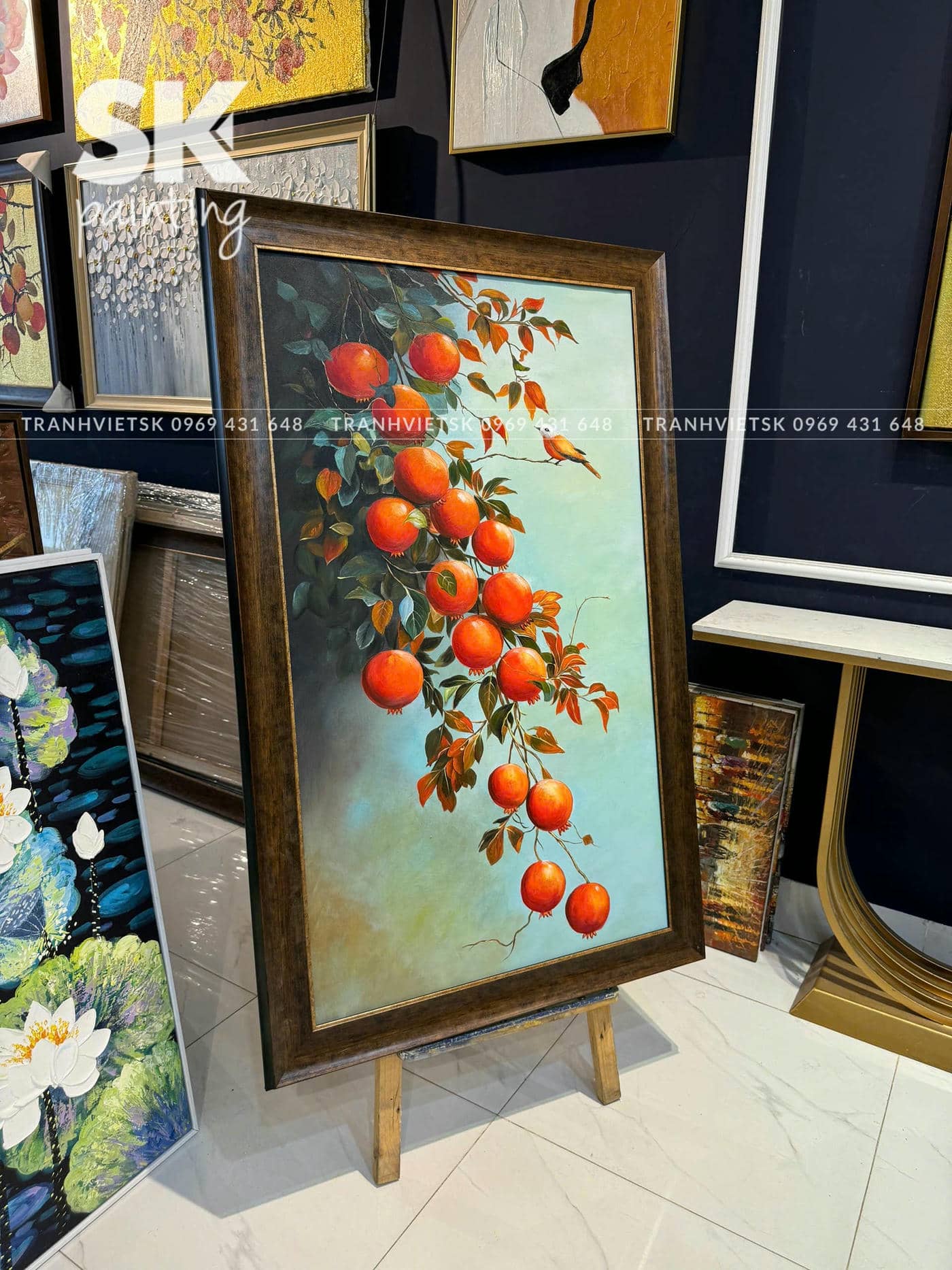 Lựu Đỏ An Viên - lòng tranh 70x120cm - Ảnh 3