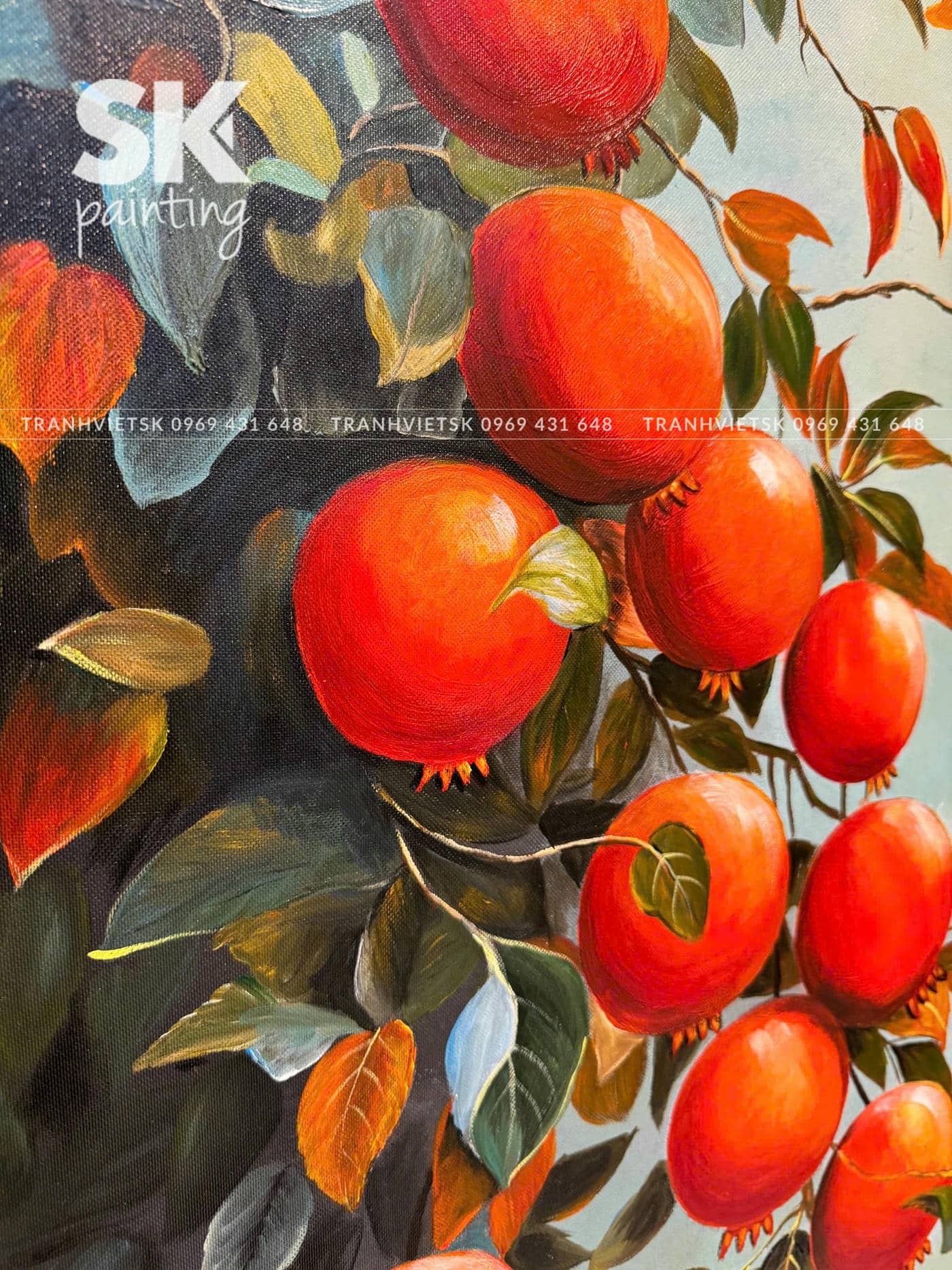 Lựu Đỏ An Viên - lòng tranh 70x120cm - Ảnh 5