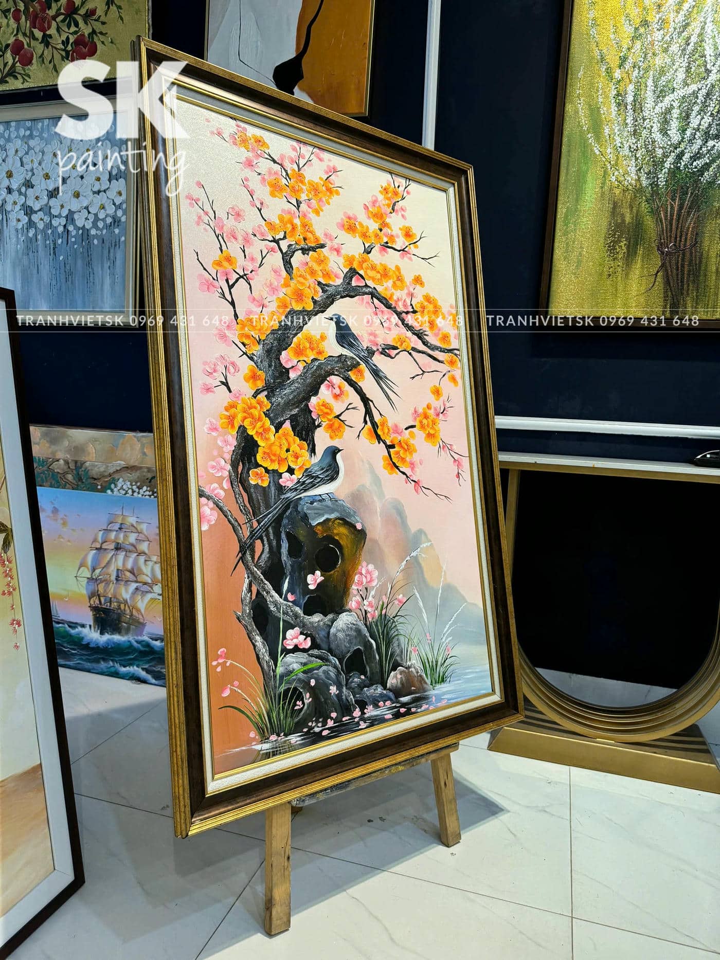 Song An Khai Xuân - lòng tranh 70x120cm - Ảnh 3