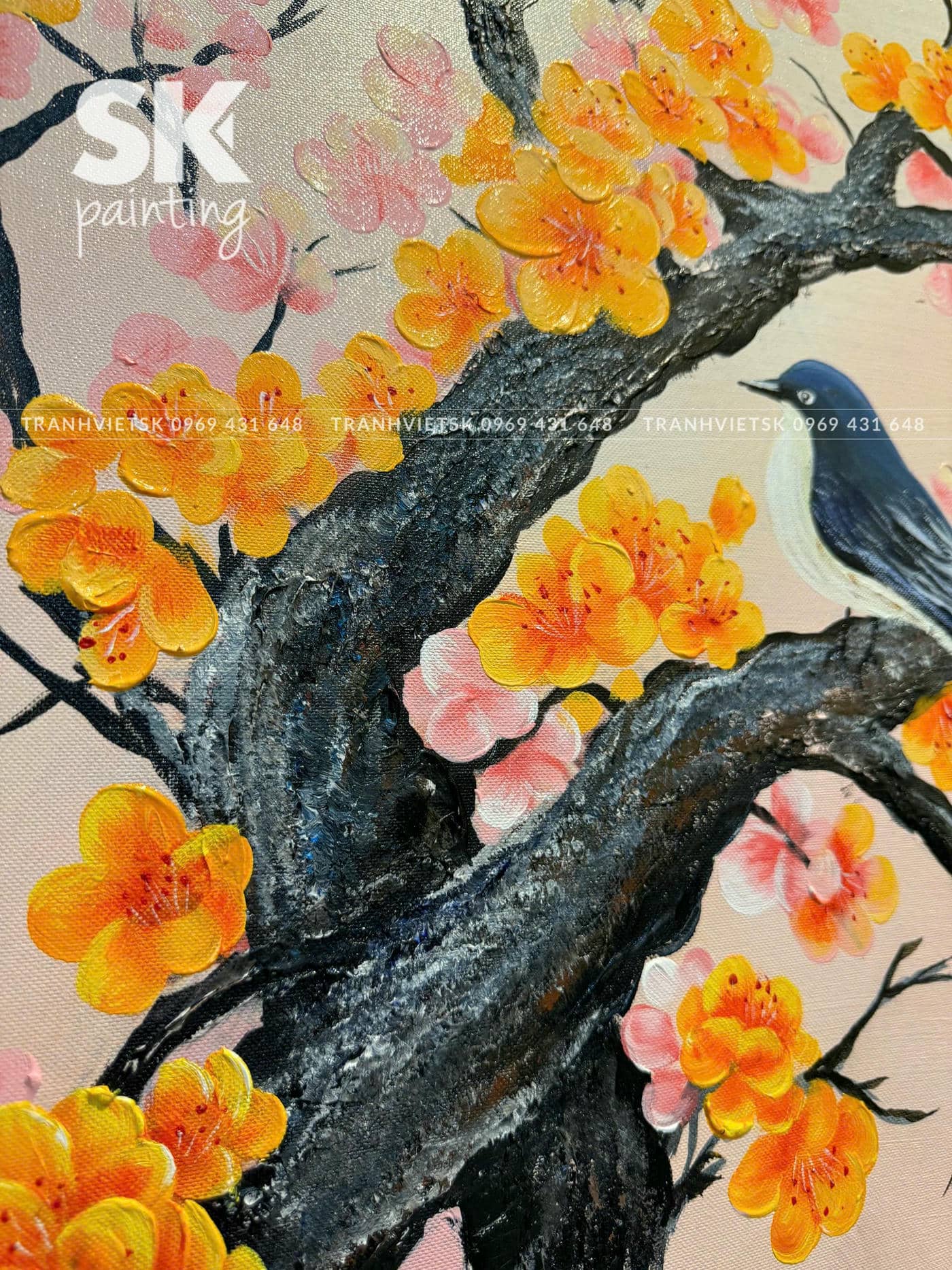 Song An Khai Xuân - lòng tranh 70x120cm - Ảnh 4