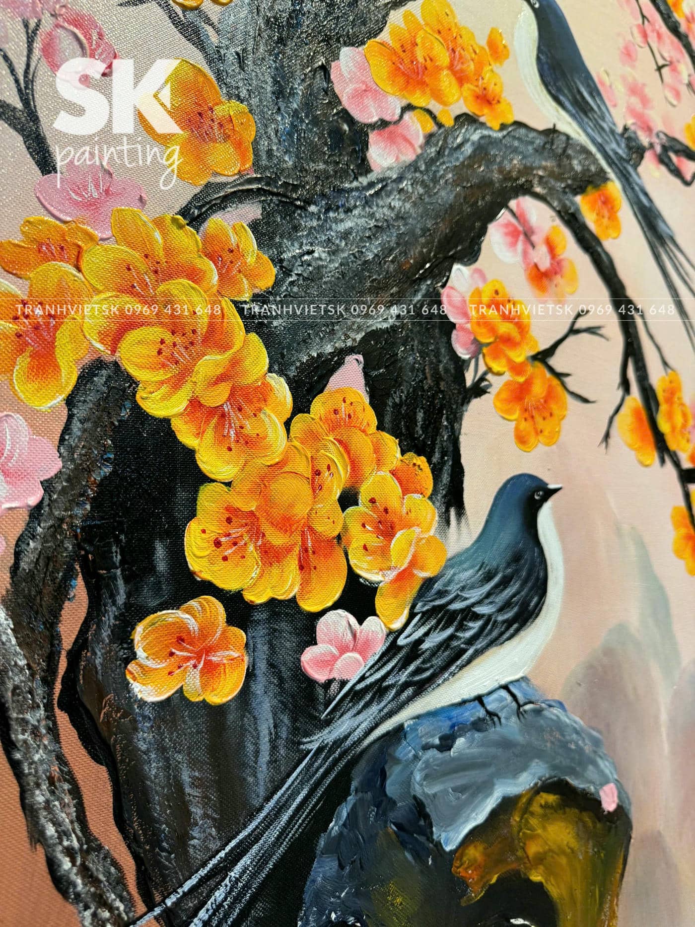 Song An Khai Xuân - lòng tranh 70x120cm - Ảnh 5