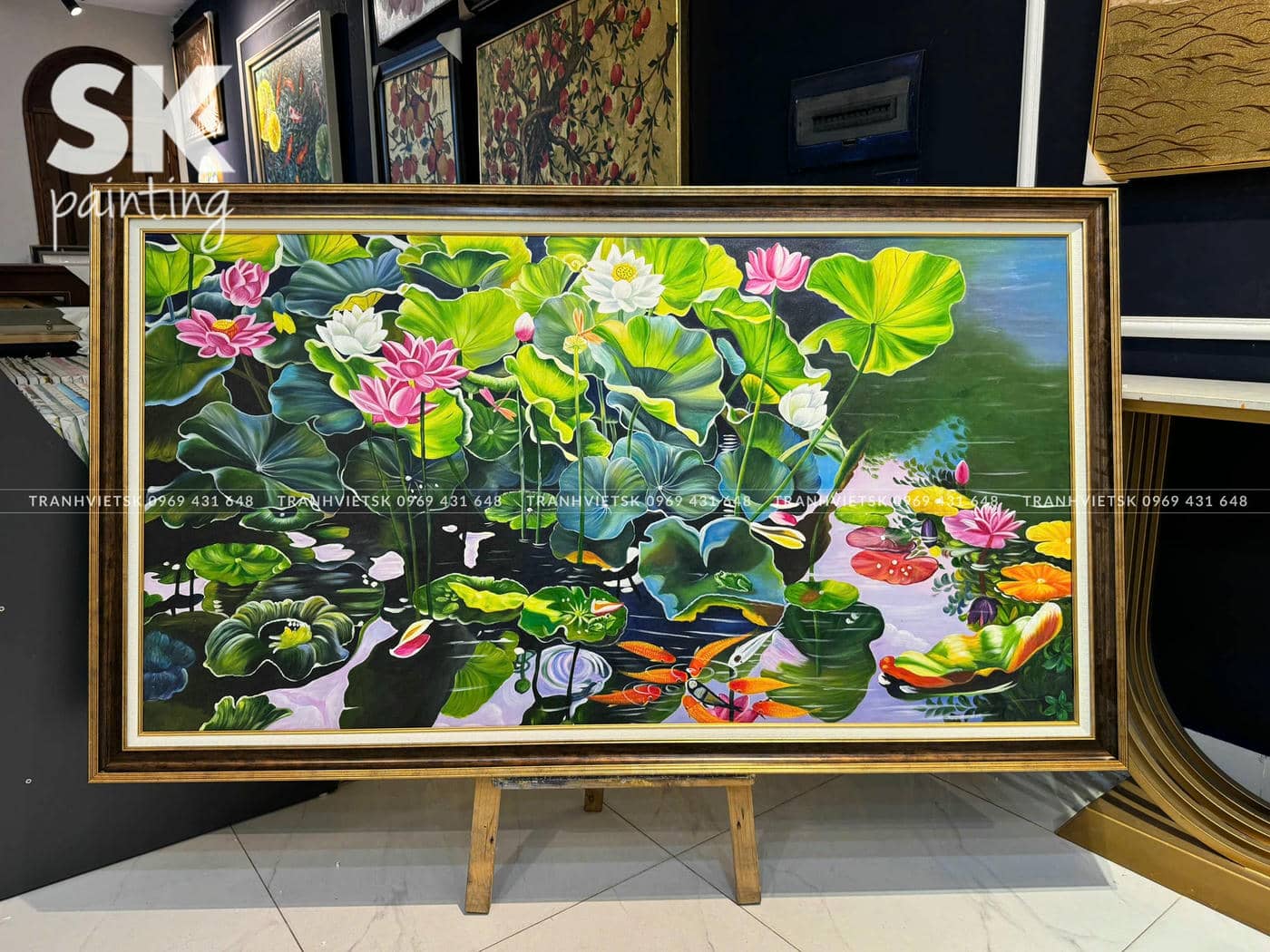Hồ Sen Xuân Phước - lòng tranh 80x150cm