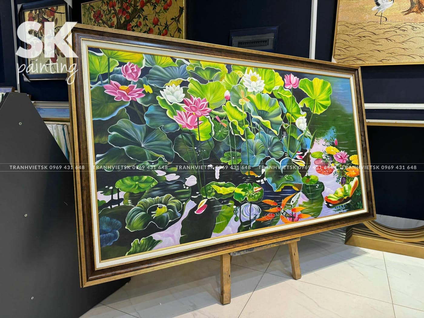 Hồ Sen Xuân Phước - lòng tranh 80x150cm - Ảnh 3