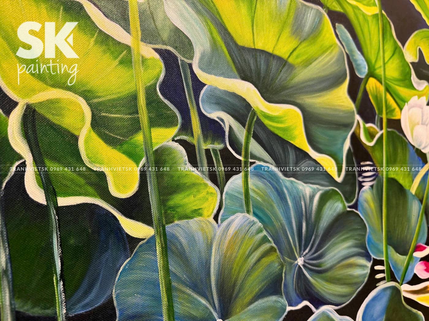 Hồ Sen Xuân Phước - lòng tranh 80x150cm - Ảnh 4