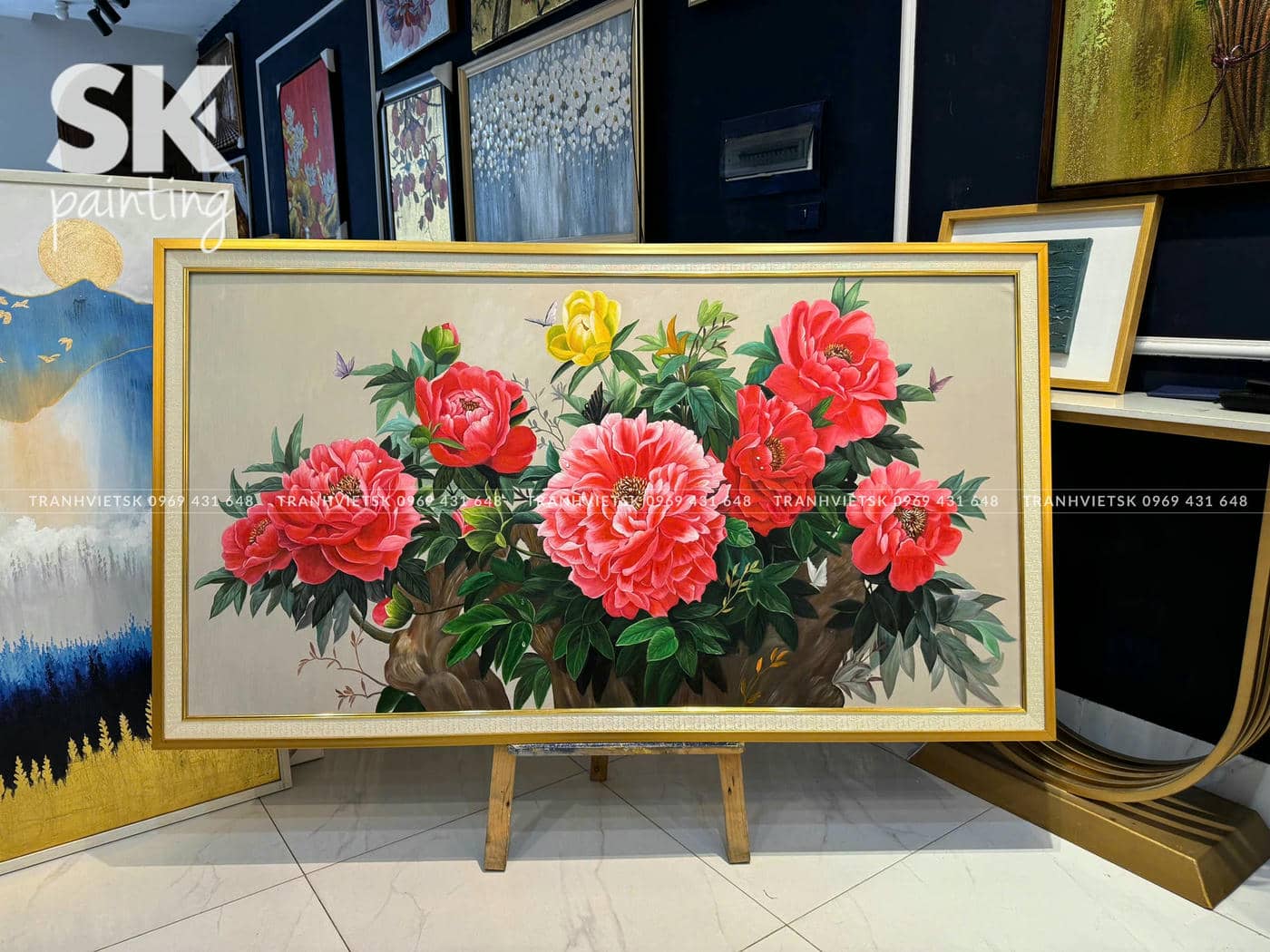 Mẫu Đơn Khoe Sắc - lòng tranh 80x150cm