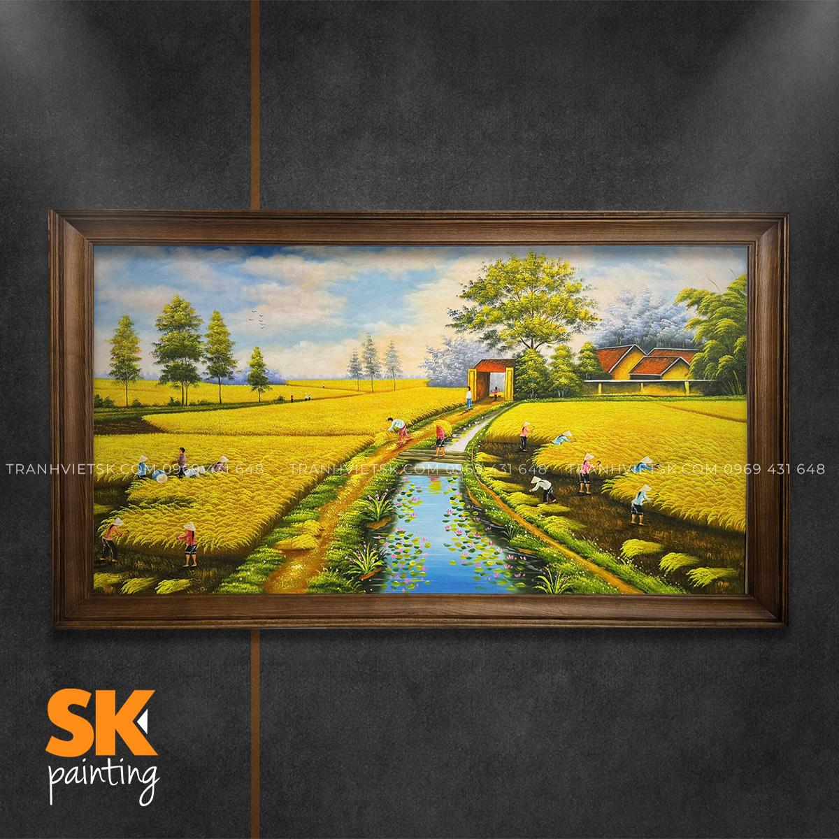 Mùa Lúa Nước - lòng tranh 80x150cm