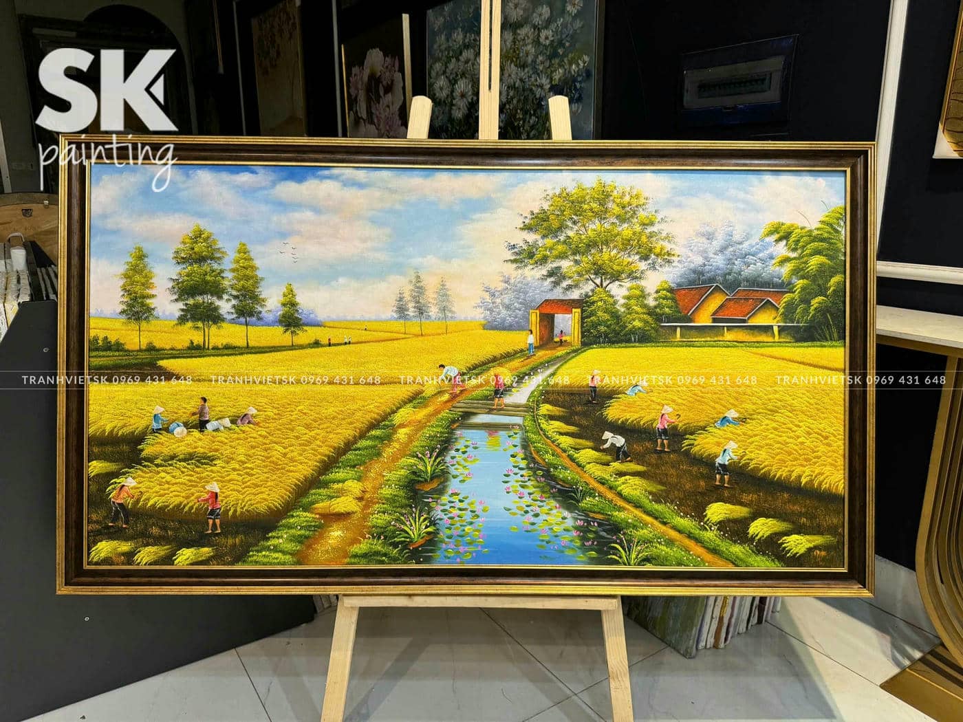 Mùa Lúa Nước - lòng tranh 80x150cm