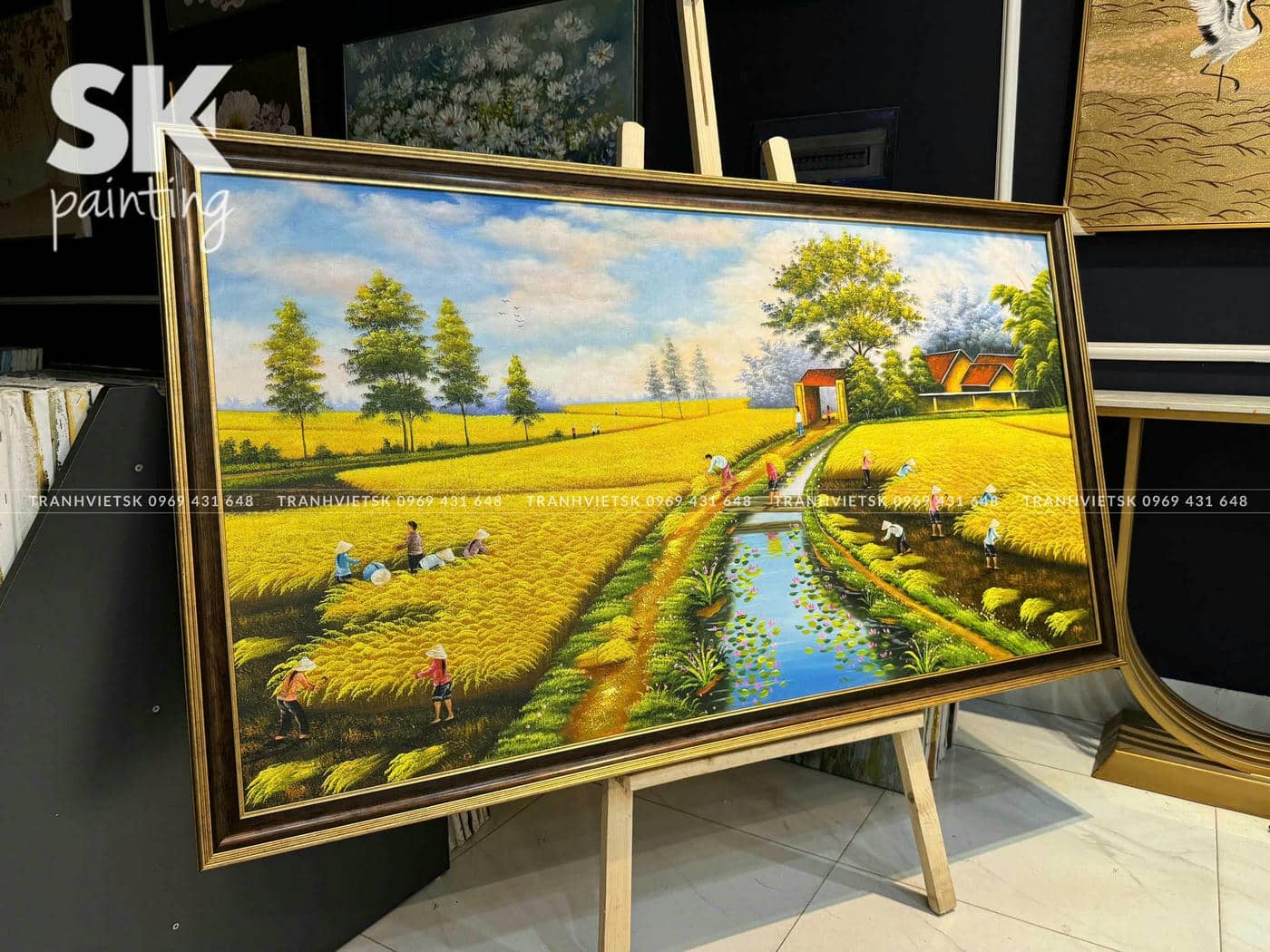 Mùa Lúa Nước - lòng tranh 80x150cm - Ảnh 3