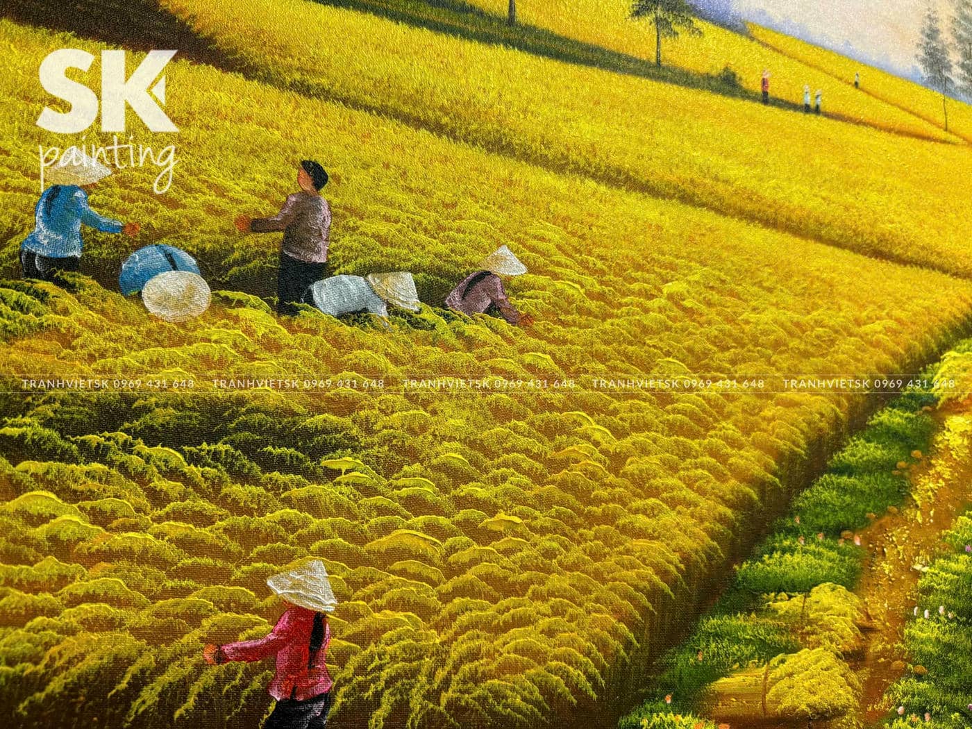 Mùa Lúa Nước - lòng tranh 80x150cm - Ảnh 4