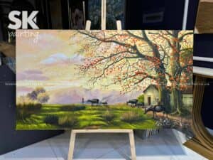 Mục Đồng Quá Xá - lòng tranh 90x160cm