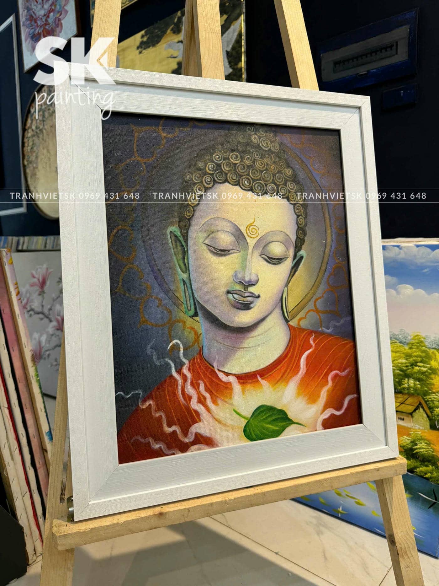 Diện Phật An Viên - lòng tranh 40x50cm - Ảnh 3