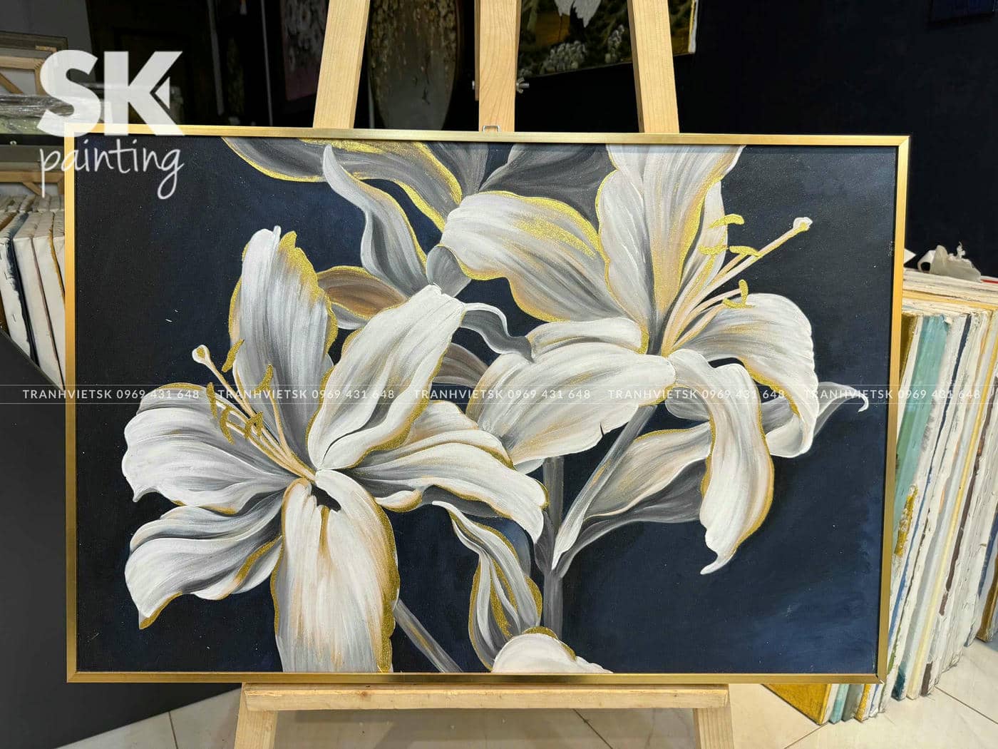 Hoa Ly - lòng tranh 60x90cm