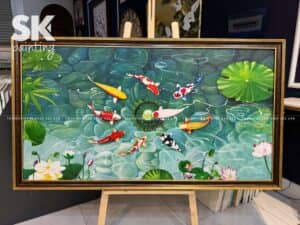 Cửu Ngư Liên Hoa - lòng tranh 80x150cm