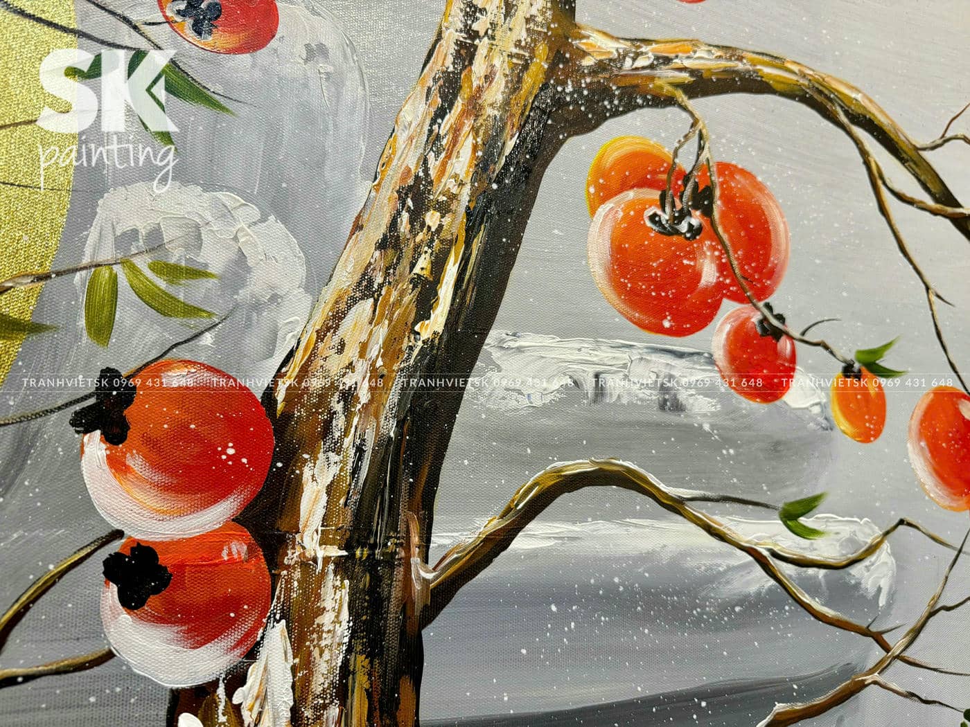 Hồng Trong Tuyết - lòng tranh 80x150cm - Ảnh 5