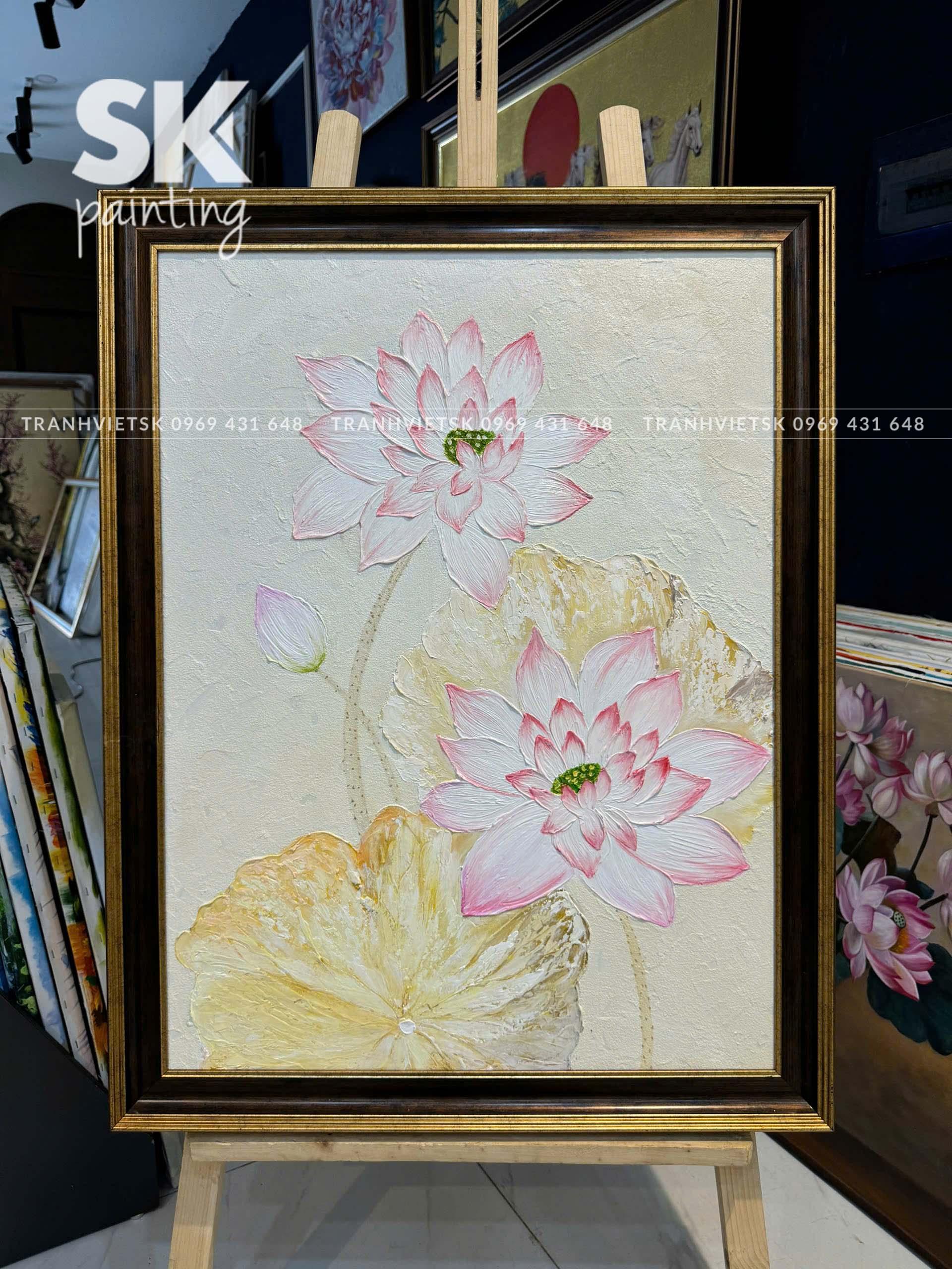 Liên Hoa Phú Quý - lòng tranh 60x80cm