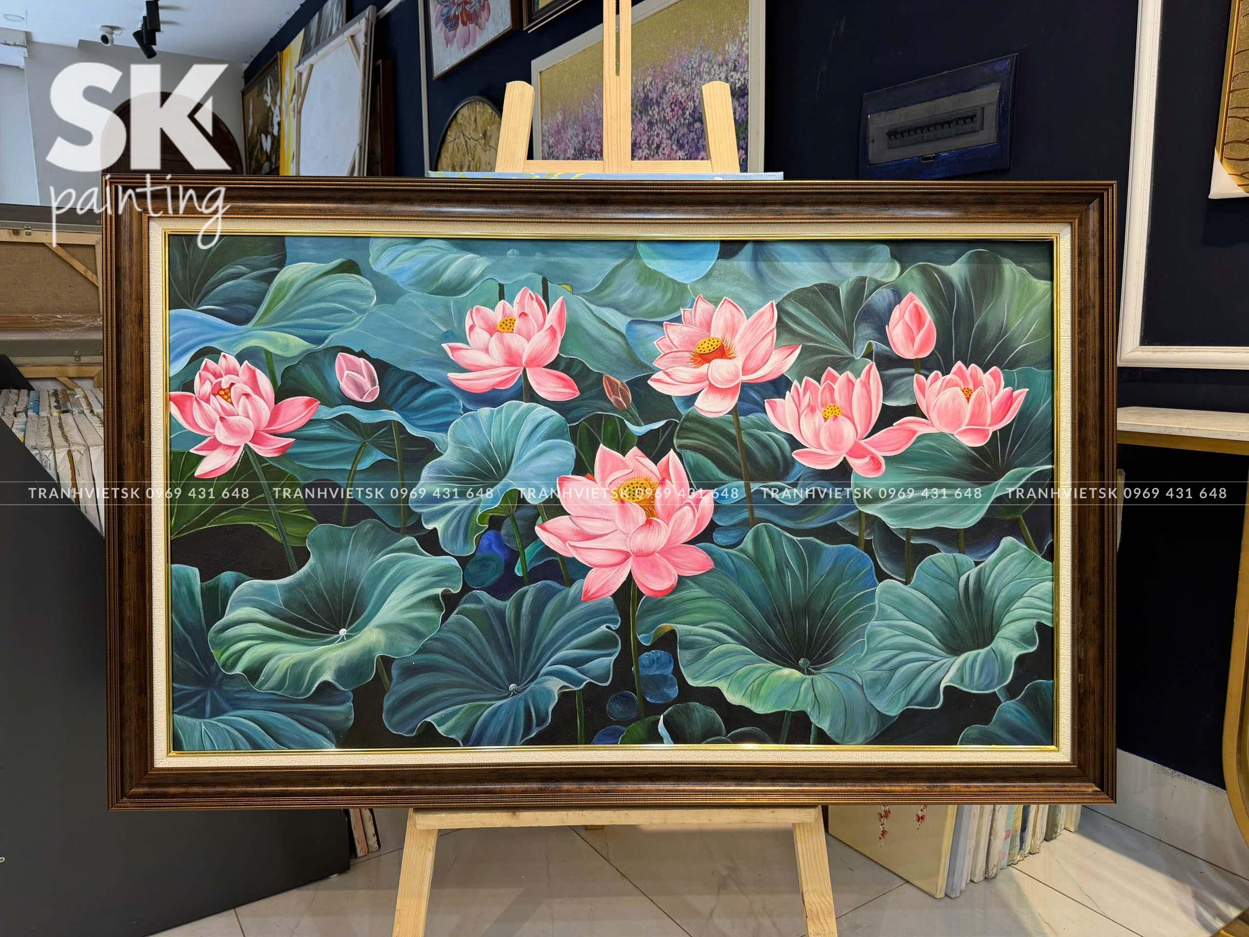 Liên Hoa Vạn Phúc - lòng tranh 70x120cm