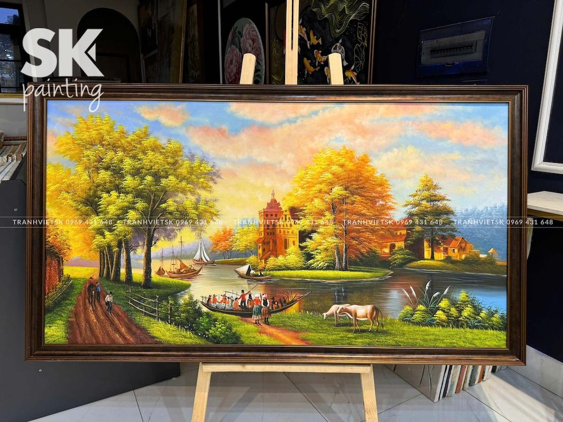 Bến Xưa - lòng tranh 80x150cm