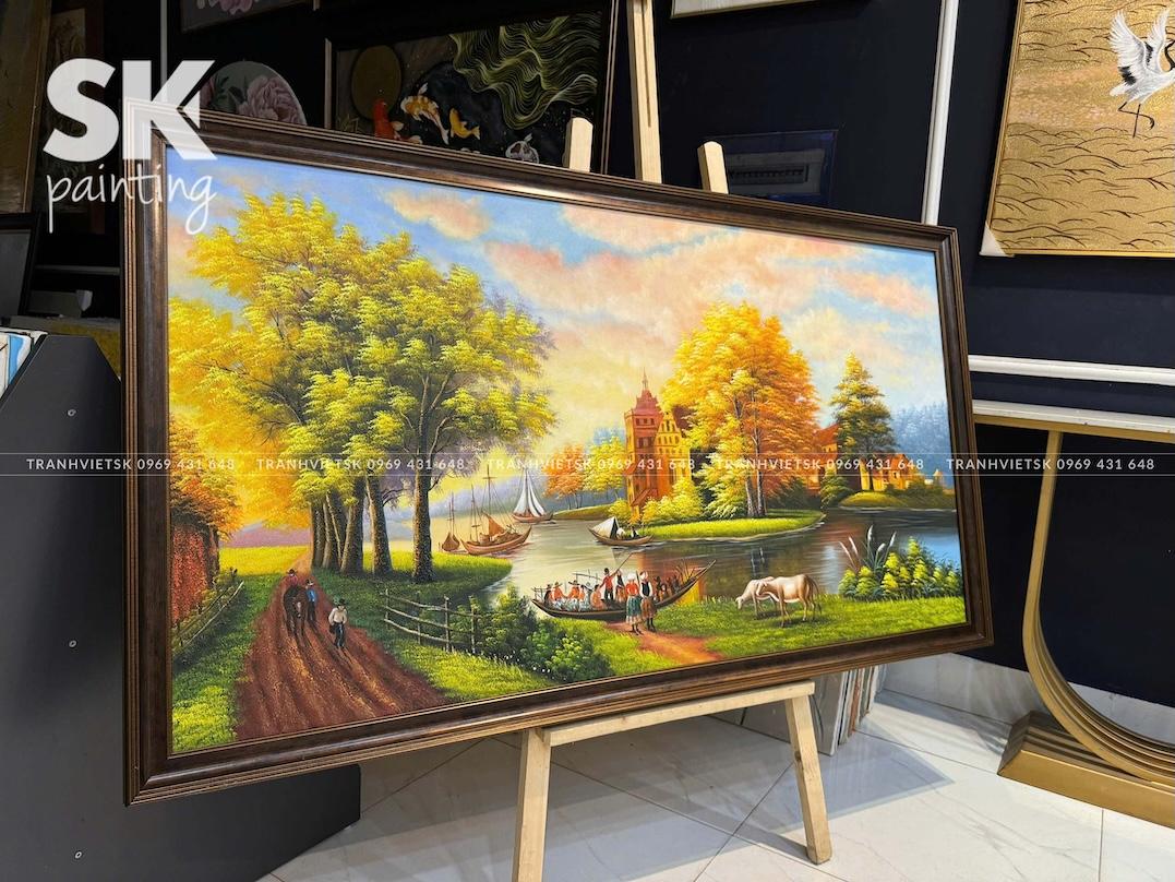 Bến Xưa - lòng tranh 80x150cm - Ảnh 3