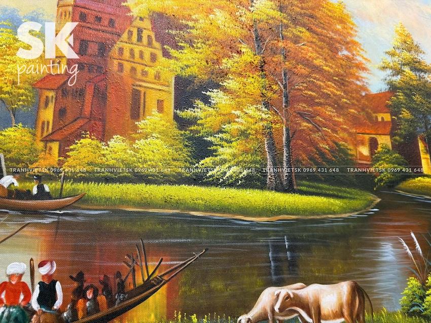 Bến Xưa - lòng tranh 80x150cm - Ảnh 4