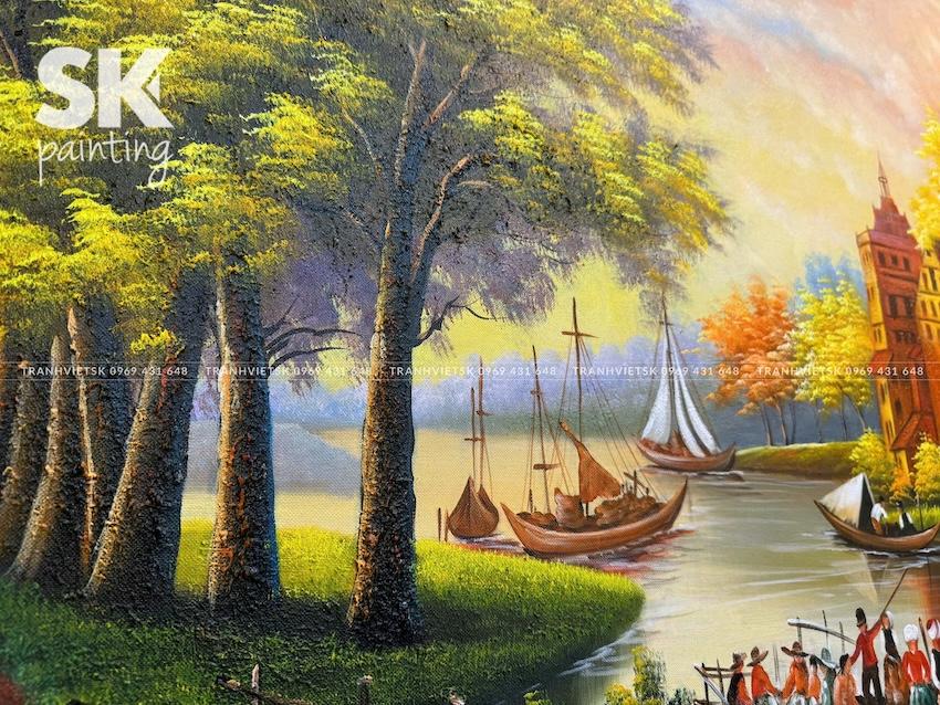 Bến Xưa - lòng tranh 80x150cm - Ảnh 5